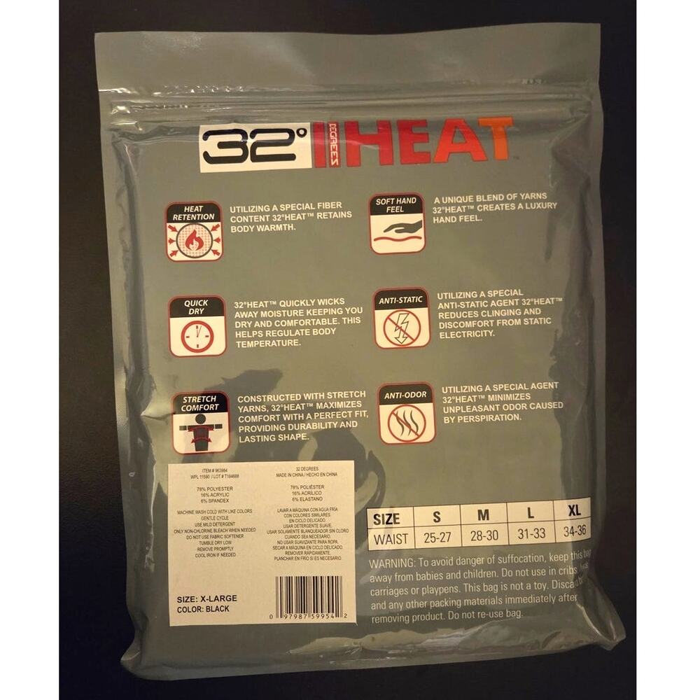 XL Lightweight Base Layer Pants Bottoms 32Degrees Heat New Retail Pack - Picture 4 of 6